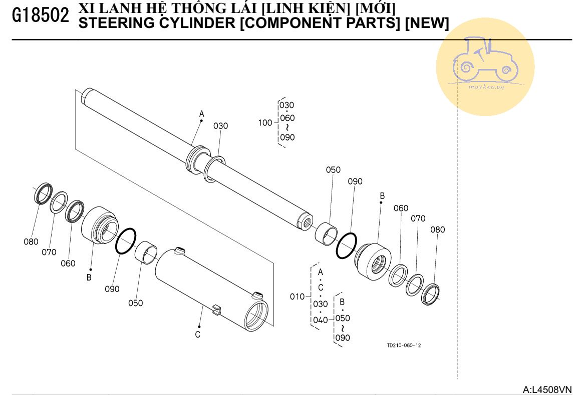 Các bộ phận xylanh hệ thống lái mới